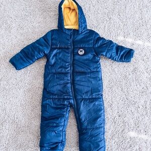 Baby Boy Blue Winter Hooded Snowsuit - 18M - 24M